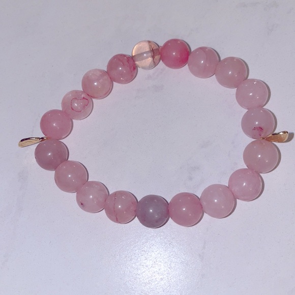 3 Rose Quartz Stretch Bracelets - Picture 3 of 6